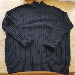 Castello 1/4 Zip Pullover Wool Knit Sweater Mens Sz XL Black Ribbed Long…